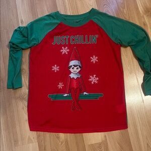 ELF on shelf Just Chillin santas helper shirt Long Sleeve size 10/12 M